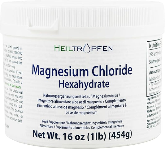1 Pound Magnesium Chloride Hexahydrate | Pharmaceutical Grade Ingredients | Crystal Powder | Pure Ph. EUR., BP, USP, 100% | Heiltropfen®