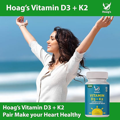 Vitamin K2 (MK7) with D3 Supplement Bone and Heart Health Non-GMO Formula 5000 IU Vitamin D3 & 100 mcg Vitamin K2 MK-7 Easy to Swallow Vitamin D & K Complex, 60 Tablets