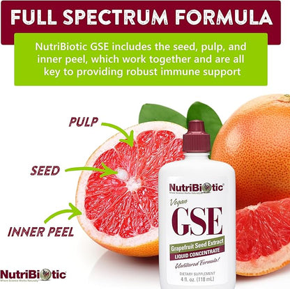 NutriBiotic – GSE, 4 Oz Liquid | The Original Grapefruit Seed Extract Premium Concentrate with Bioflavonoids | Vegan, Gluten Free, Non-GMO