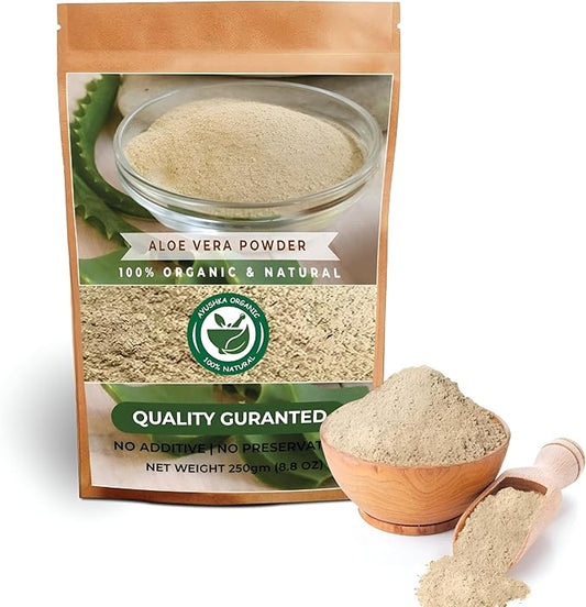 Aloe Vera Powder | Aloe barbadensis | Hair Care, Skin Care, and Natural Remedies - 100% Pure, Chemical-Free, No Additives, (250Gm)