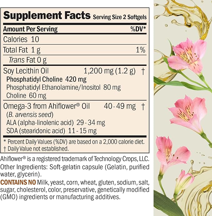 ANDREW LESSMAN PC Liver and Brain Benefits 360 Softgels - Phosphatidyl Choline, Most Important Building Block for Healthy Liver and Brain Structure, Function. No Additives. Easy to Swallow Softgels