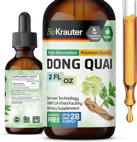 BIO KRAUTER Dong Quai Tincture - Angelica Root Liquid Extract - Women’s Health Support - Alcohol and Sugar Free Angelica Tincture - Vegan Dong Quai Drops 2 Fl.Oz.