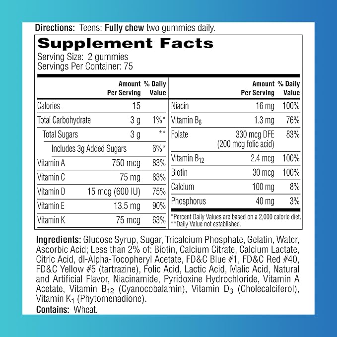 One A Day Teen for Him Multivitamin Gummies, Gummy Multivitamins with Vitamin A, C, D, E and Zinc for Immune Health Support, Physical Energy & More, 150 Count