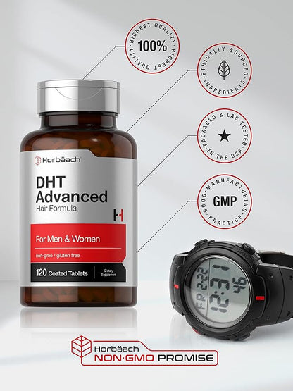 Horbäach DHT Advanced Hair Formula | 120 Tablets | Non-GMO and Gluten Free Hair Formula Blend with Saw Palmetto, Kudzu, and Fo-Ti