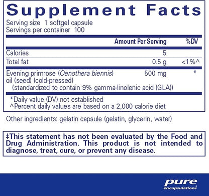 Pure Encapsulations E.P.O. (Evening Primrose Oil) | Hypoallergenic Dietary Supplement Containing 9% GLA | 100 Softgel Capsules