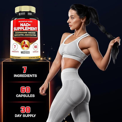 NAD+ Supplement with Nicotinamide Riboside w/Quercetin, Resveratrol, Turmeric, Rhodiola Rosea, Astragalus - 60 Count