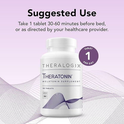 Theralogix Theratonin Melatonin Supplement - 90-Day Supply - Sleep Support Supplement - Melatonin to Aid a Good Night's Sleep - Supplement for Women to Support Fertility - NSF Certified - 90 Tablets