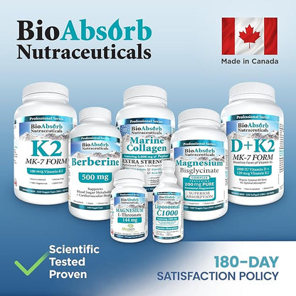 Bio Absorb Marine Collagen Powder, Extra Strength w/Peptan (Type 1 Hydrolyzed Collagen Peptides), 15 oz, 42-Day Supply