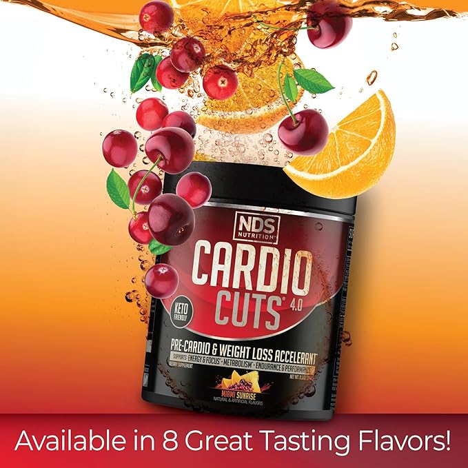 NDS Nutrition 4.0 Pre Workout Supplement - Advanced Weight Loss and Pre Cardio Formula with L-Carnitine, CLA, MCTs, L-Glutamine, and Safflower Oil - Miami Sunrise (40 Servings)