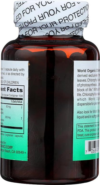WORLD ORGANIC Chlorophyll 100 mg 60 Capsules, 0.02 Pound