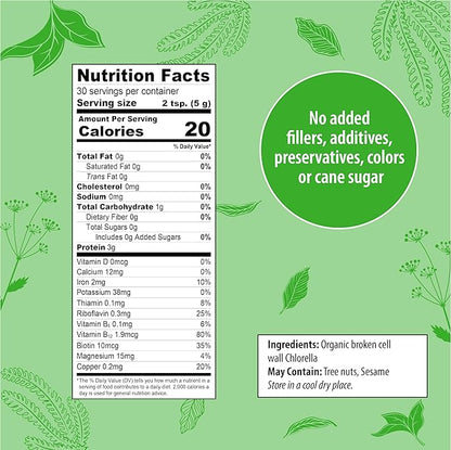 Organic Traditions Organic Chlorella Powder, Vegan Non-GMO Organic Superfood, 5.3oz (150g) Bag, 30 Servings per Bag