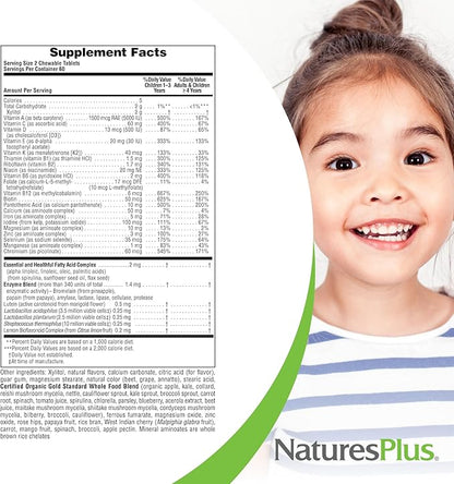 NaturesPlus Animal Parade Gold Children's Multivitamin - Assorted Cherry, Orange & Grape Flavors - 120 Animal-Shaped Chewable Tablets, Pack of 4 - Vegan, Gluten Free - 240 Total Servings