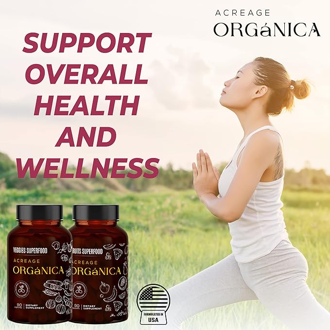 Fruits and Vegetables Supplements | Whole Foods Energy Supplements with 36 Fruit & Vegetable Blend Superfood | Essential Vitamins and Minerals | 90 Fruit & 90 Veggie Capsules