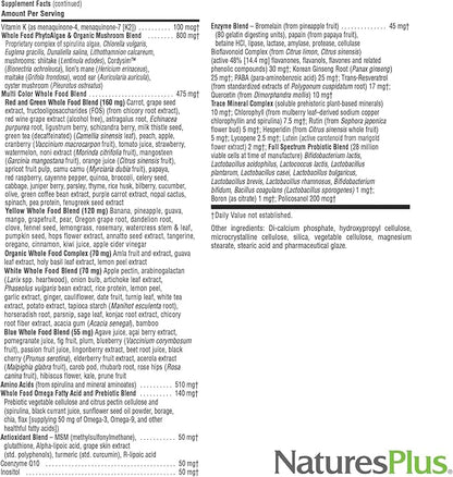 NaturesPlus Source of Life Gold Multivitamin - 180 Tablets - Blood Support, Bone Support, Healthy Immune System - Includes Vitamins D3, B12, K2 & Over 120 Whole Food Nutrients - 60 Servings