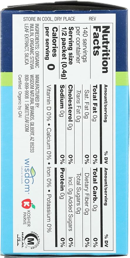 SweetLeaf Organic Stevia Powder Packets - Zero Calorie Sweetener with Stevia Leaf Extract, No Artificial Sweetener Additive, Sugar Free, Keto Friendly, Non GMO, Gluten Free - 70 Packets (Pack of 1)
