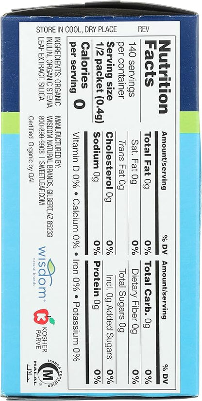 SweetLeaf Organic Stevia Powder Packets - Zero Calorie Sweetener with Stevia Leaf Extract, No Artificial Sweetener Additive, Sugar Free, Keto Friendly, Non GMO, Gluten Free - 70 Packets (Pack of 1)