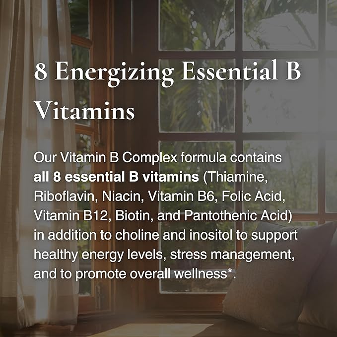 Vitamin B Complex | Contains All 8 Essential B Vitamins | with Choline and Inositol | 60 Capsules