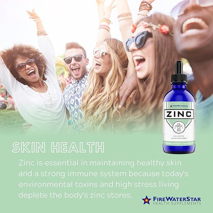 FWS Zinc Supplements - Liquid Zinc Drops for Men, Women, Kids - Organic, Non-GMO, Vegan - Supports Immune Health, Skin, and Overall Wellness - 4 oz