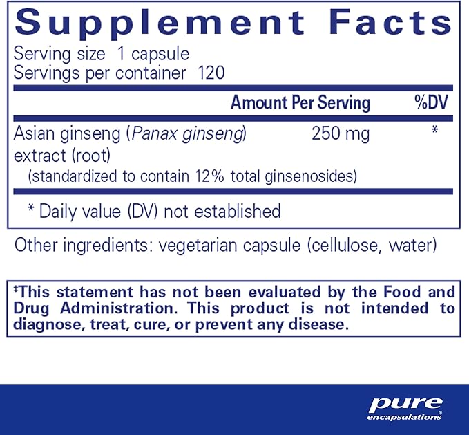 Pure Encapsulations Panax Ginseng | Hypoallergenic Supplement Helps The Body Adapt to Occasional Physical Stress* | 120 Capsules