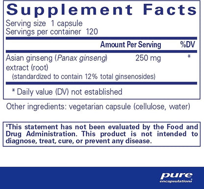 Pure Encapsulations Panax Ginseng | Hypoallergenic Supplement Helps The Body Adapt to Occasional Physical Stress* | 120 Capsules