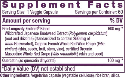 Reserveage Beauty Resveratrol 250 mg - Best Trans-Resveratrol - Vegan Antioxidant Supplement for Cellular & Heart Health - Aids Healthy Aging & Immune Health - 60 Vegetable Capsules (60 Servings)