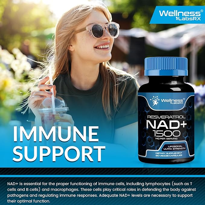 NAD Supplement, 1500mg - Liposomal NAD+ Supplement with Resveratrol, NAD Plus Boosting - Support Cellular Health, Stamina & Healthy Aging - Ultra Strength Capsules, USA Made - 2 Pack