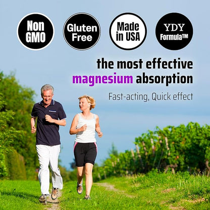 YDY Chelated Magnesium with K2 - Magnesium 200mg, Vitamin D3 25mcg, K2 100mcg - High Absorption, Supports Muscle, Bone, Nerve, Sleep - 60 Tablets