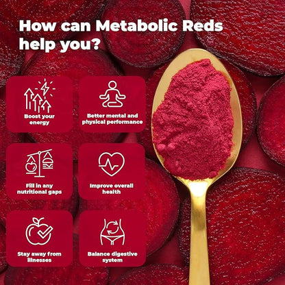 PUREHEALTH RESEARCH Reds Superfoods Powder - Only 10 Calories Fruit and Vegetable Adaptogen Drink with Beetroot, Polyphenols, Probiotic Powder - Antioxidants Supplement for Energy, 30 Servings