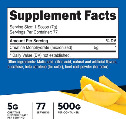 Nutricost Creatine Monohydrate Powder (Pineapple Mango, 500 Gram) - Micronized Creatine Supplement - Vegan, Non-GMO, Gluten Free