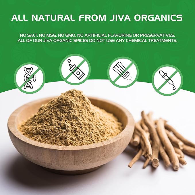 Jiva Organics Ashwagandha Root Powder 1.25 Pound (20oz) - Gluten Free, Indian Ginseng, Raw, Pure, Non-GMO, Lab Tested Ayurvedic Indian Powder