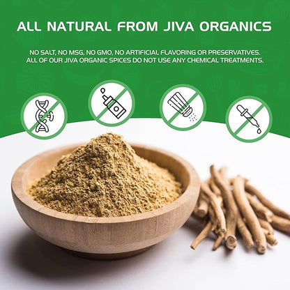Jiva Organics Ashwagandha Root Powder 1.25 Pound (20oz) - Gluten Free, Indian Ginseng, Raw, Pure, Non-GMO, Lab Tested Ayurvedic Indian Powder