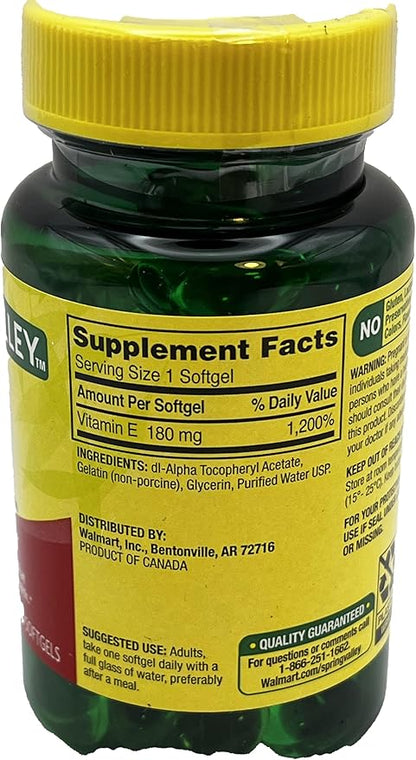 Spring Valley Vitamin E Dietary Supplement, 180 mg, 100 Count with Complimentary Grafton Way Pill Organizer