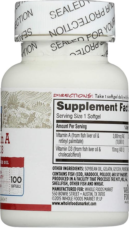 365 Everyday Value, Vitamin A with D3, 100 ct