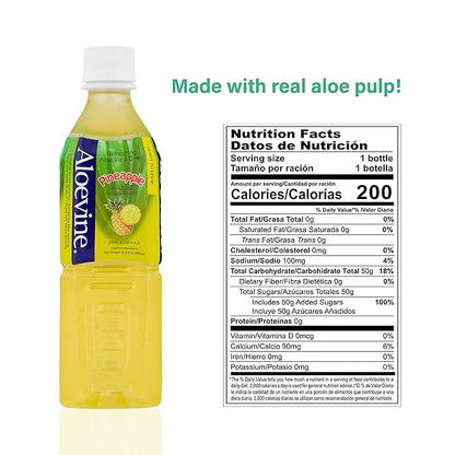 Aloevine Aloe Vera Drink Pineapple juice l 16.9 oz. 20 pack l smart fruit Korean drinks