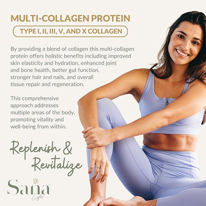 Collagen & Greens Powder, Multi-Collagen Supplement with Hyaluronic Acid for Skin, Hair, Nail & Gut Health - 30 Servings (Unflavored)