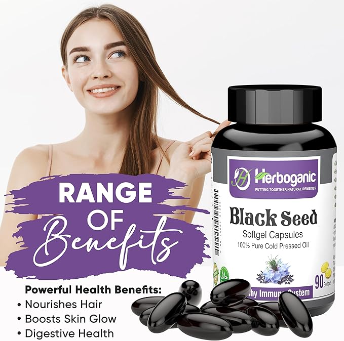 Cold Pressed Black/Seed Oil Softgels Capsules - 90 Count - Blended with Other Herbal Products-Supports Overall Health welness and Immunity (Black-Seed)