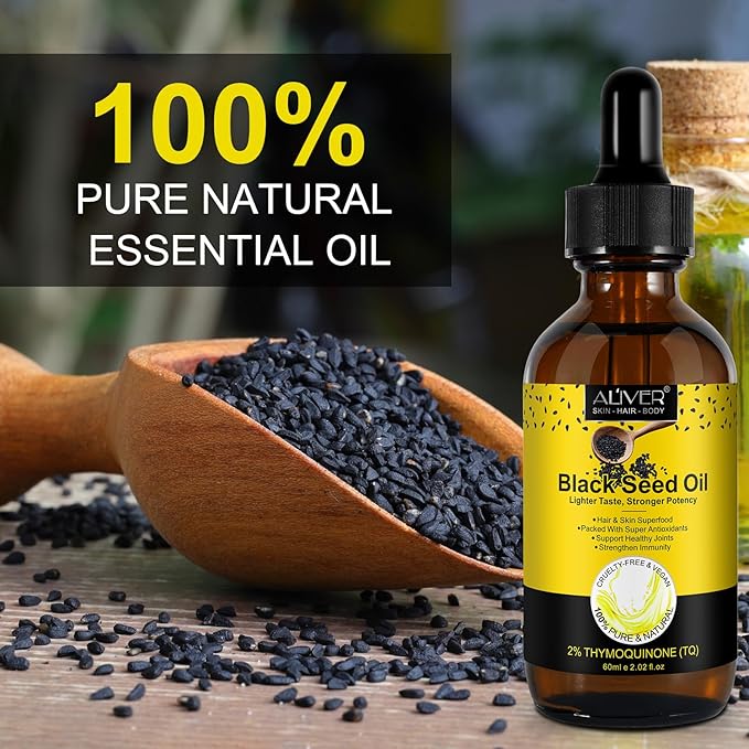 Black Seed Oil Organic Cold Pressed - 2% Thymoquinone, Natural Black Seed Oil, 100% Turkish Nigella Sativa Oil Super antioxidant, Strengthen Immunity, Support Healthy Joints, Digestion, Hair, Skin