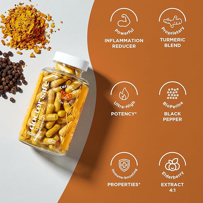 Turmeric Curcumin with 95% Curcuminoids & BioPerine Black Pepper | 1500mg | Joint Support Supplement | Non-GMO Gluten-Free - 240 Capsules