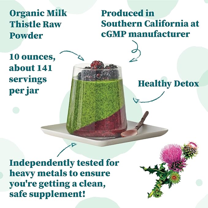 Nature Restore USDA Certified Organic Milk Thistle Seed Powder, 10 Ounces, Packaged in California