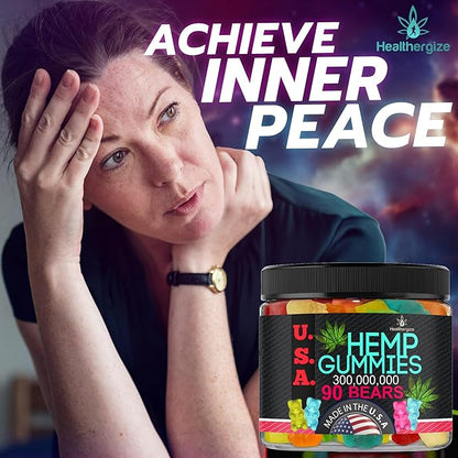 Hemp Gummies for Sleep Gummies Calm Bears, Discomfort, Skin-Peace and Relaxation, Fruity Flavors, Natural Hemp Oil Gummy Bears Edibles-Made in USA-90 Bears