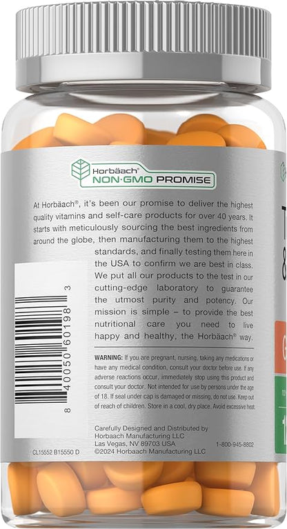 Horbäach Turmeric and Ginger Gummies | 120 Count | Peach Flavor | Vegan Non-GMO & Gluten Free Supplement