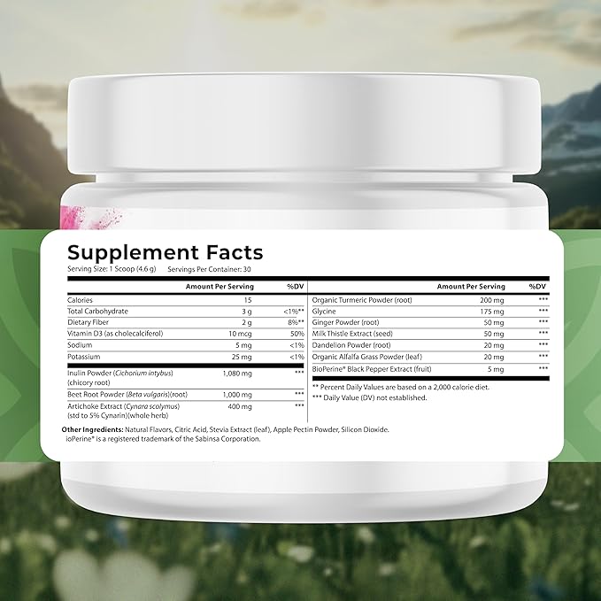 Liver 360 - Fruit Punch Flavored Liver Powder Supplement with Artichoke Extract, Turmeric, and Milk Thistle, Liver Cleanse Detox & Repair Formula, 1 Bottle