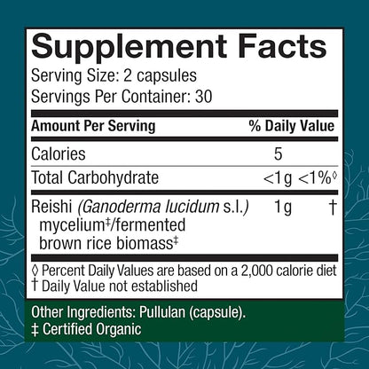 Host Defense Reishi Capsules - Heart & Immune Health Support Supplement - Mushroom Supplement to Support Energy & Vitality - Reishi Supplement to Aid Overall Well-Being - 60 Capsules (30 Servings)*