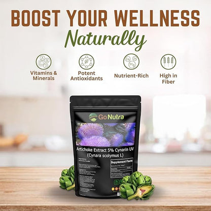 Go Nutra Artichoke Extract Powder Potent 5% Cynarin Artichoke Powder Pure Artichoke Leaf & Stem 4oz. | 150 Servings
