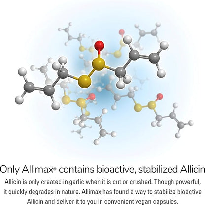 Allimax Pro 450mg 100 Vegicaps. Allicin Garlic Supplement to Support Your Body’s Immune Function. With Stabilized Allicin Extracted from Clean & Sustainable Spanish Grown Garlic. Professional Strength