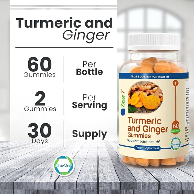 Turmeric and Ginger Gummies Supplement, Organic Turmeric Curcumin,95% Curcuminoids 5% Gingerols Root, Joint Health & Inflammation Support with Black Pepper Extract, Peach Flavor, USA Made -60 Count