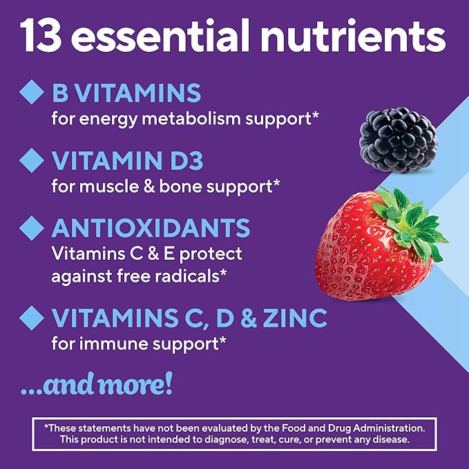 Vitafusion Adult Gummy Vitamins for Men, Berry Flavored Daily Multivitamins for Men with Vitamins A, C, D, E, B6 and B12, America’s Number 1 Gummy Vitamin Brand, 60 Day Supply, 120 Count