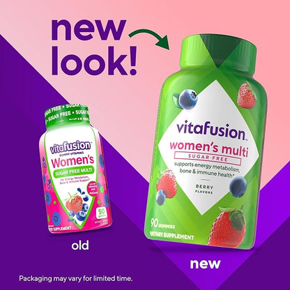 Vitafusion Women’s Sugar Free Daily Multivitamin Supplement, Keto Diet Friendly Adult Gummy Vitamin for Energy, Bone & Immune Support*, 90 Count