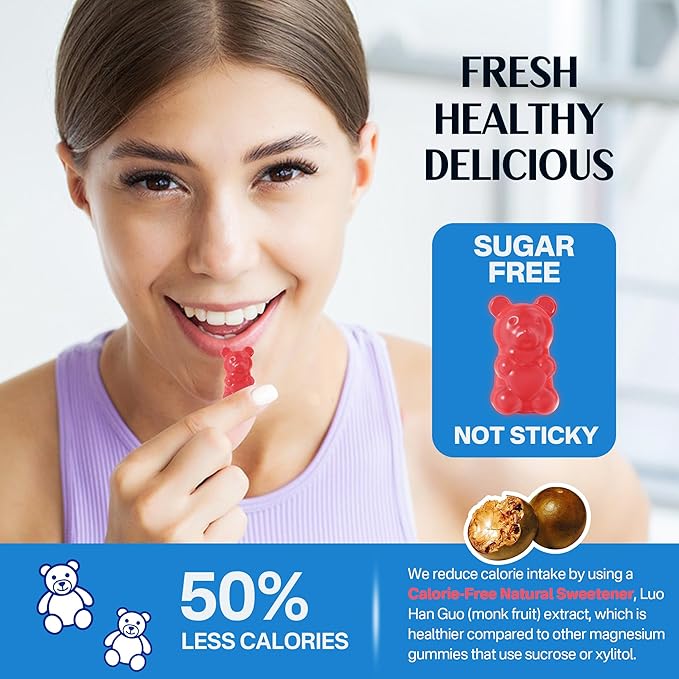 Magnesium Malate Gummies for Adults - Energy, Muscle, Calm & Relax Support - Magnesium 400mg plus CoQ10-100mg, L-Theanine, Vitamin D3, B6, B12 & Folate 5-MTHF, Sugar Free Magnesium Supplement, 2Pack