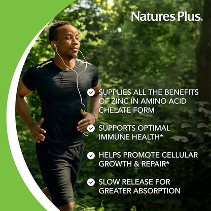 NaturesPlus Mega Zinc 100 mg Sustained Release - 90 Tablets - Vegetarian, Gluten Free - 90 Servings